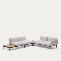 SORELLS outdoor modular 4-seater corner sofa with teak table