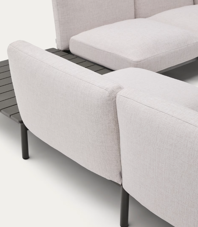 SORELLS vanjski modularni kutni 4-sjed sa stolom od tikovine