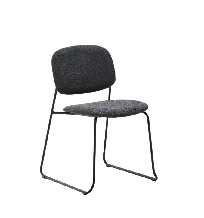 MELI Stackable chair in chenille with metal legs