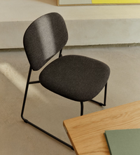 MELI Stackable chair in chenille with metal legs