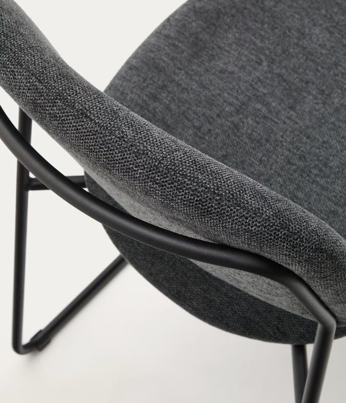 MELI Stackable chair in chenille with metal legs