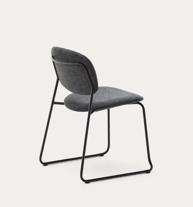MELI Stackable chair in chenille with metal legs