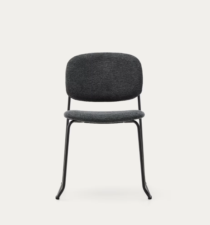 MELI Stackable chair in chenille with metal legs