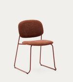 MELI Stackable chair in chenille with metal legs