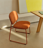 MELI Stackable chair in chenille with metal legs