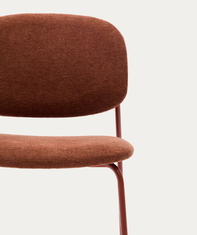MELI Stackable chair in chenille with metal legs