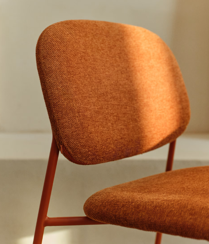 MELI Stackable chair in chenille with metal legs