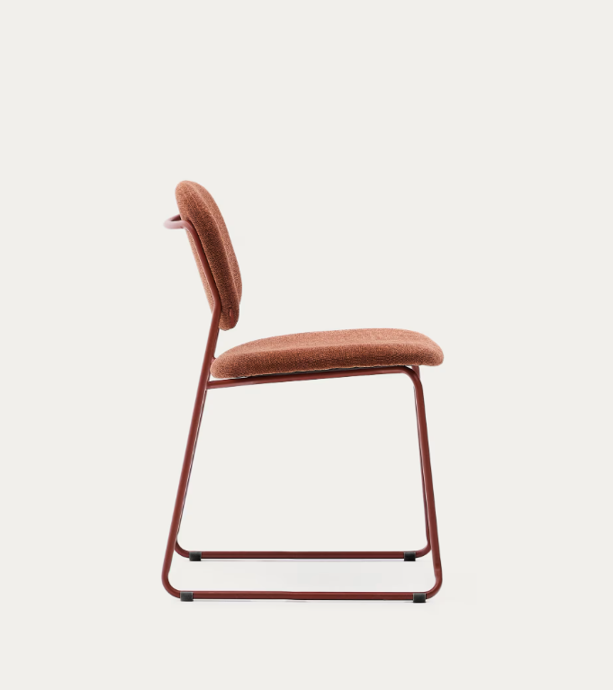 MELI Stackable chair in chenille with metal legs