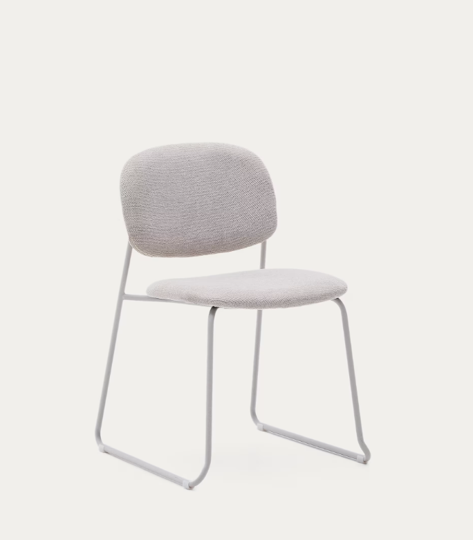 MELI Stackable chair in chenille with metal legs