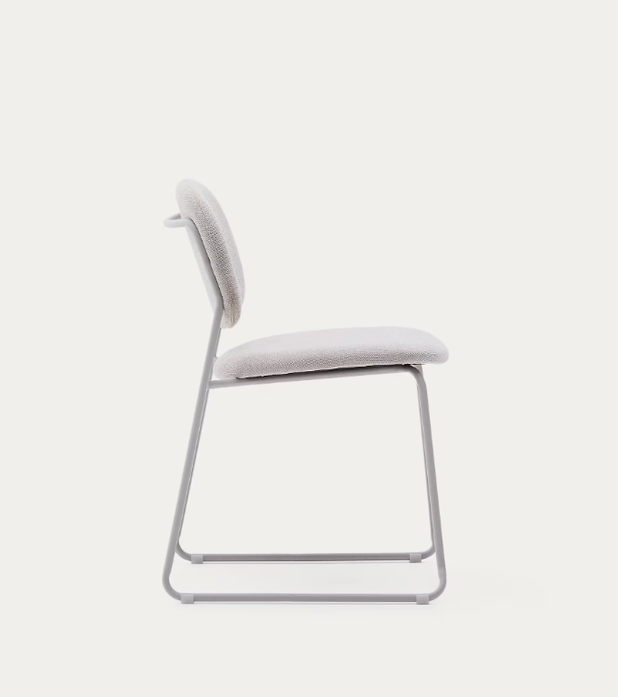 MELI Stackable chair in chenille with metal legs