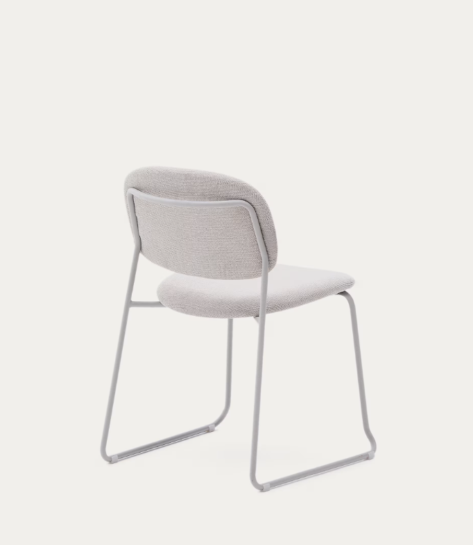 MELI Stackable chair in chenille with metal legs