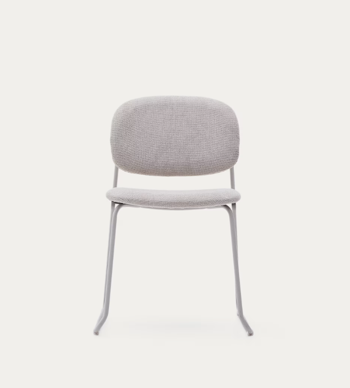 MELI Stackable chair in chenille with metal legs
