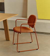 MELI Stackable armchair in chenille with metal legs