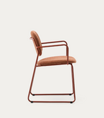 MELI Stackable armchair in chenille with metal legs