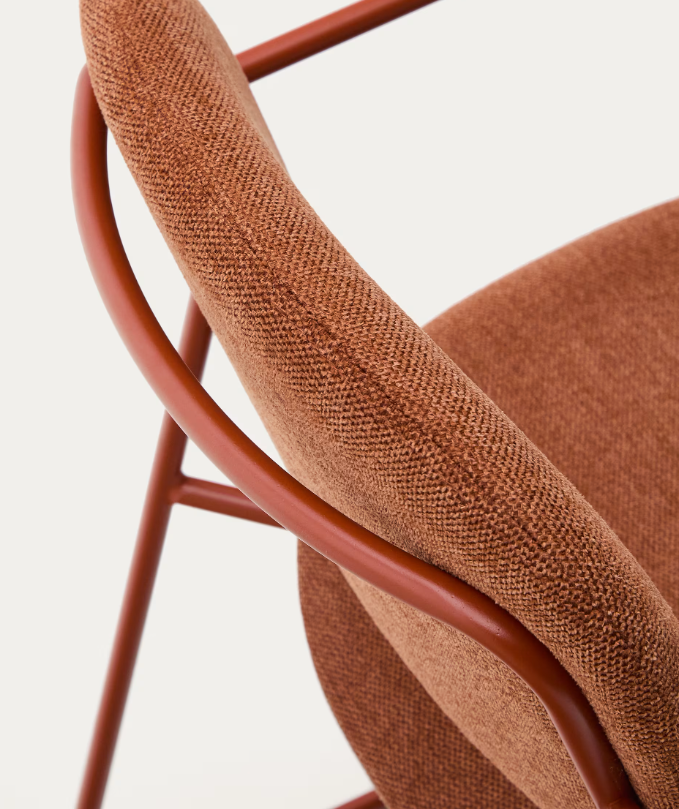 MELI Stackable armchair in chenille with metal legs