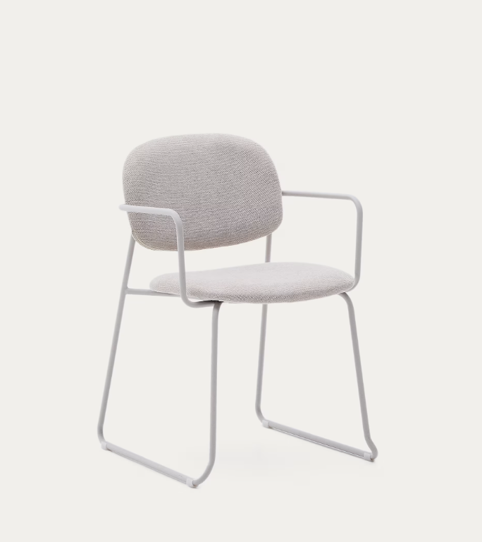 MELI Stackable armchair in chenille with metal legs