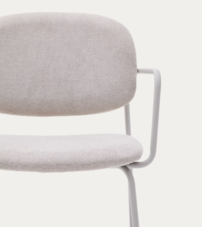 MELI Stackable armchair in chenille with metal legs