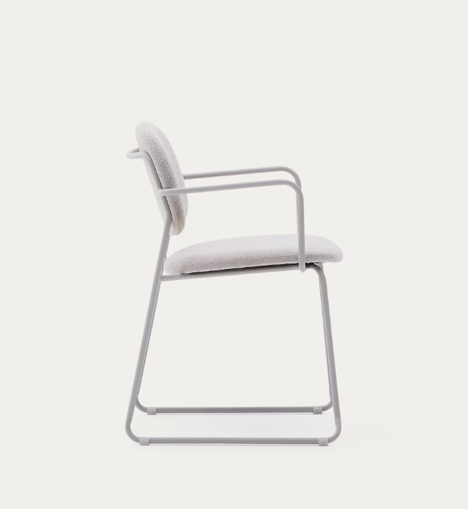 MELI Stackable armchair in chenille with metal legs