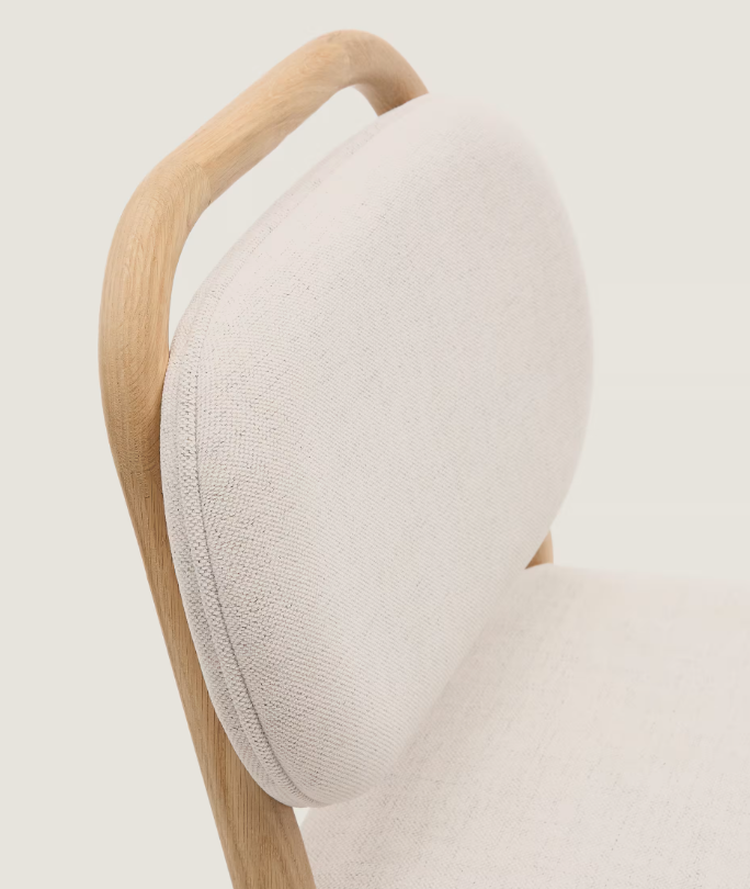 HELDA Tabure od bež šenila i punog hrastovog drveta, 65 cm