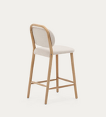 HELDA Tabure od bež šenila i punog hrastovog drveta, 65 cm