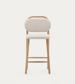 HELDA Tabure od bež šenila i punog hrastovog drveta, 65 cm