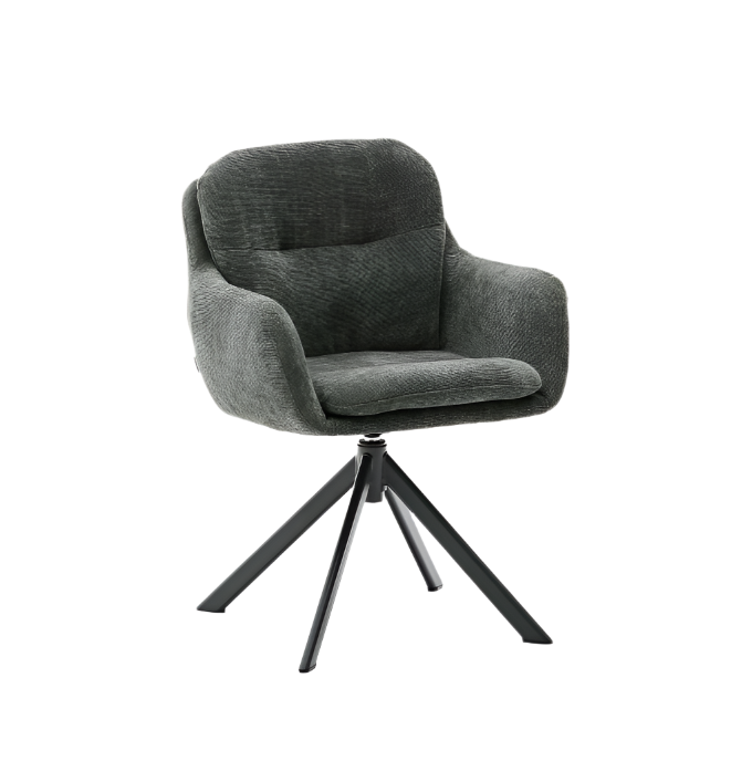 LEXA Swivel chair in beige chenille and steel legs