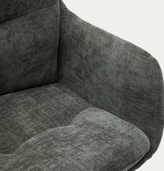 LEXA Swivel chair in beige chenille and steel legs