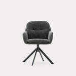 LEXA Swivel chair in beige chenille and steel legs