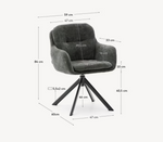 LEXA Swivel chair in beige chenille and steel legs