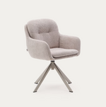 LEXA Swivel chair in beige chenille and steel legs