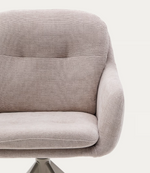 LEXA Swivel chair in beige chenille and steel legs