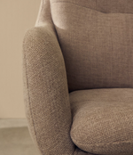 LEXA Swivel chair in beige chenille and steel legs