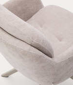 LEXA Swivel chair in beige chenille and steel legs