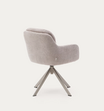 LEXA Swivel chair in beige chenille and steel legs