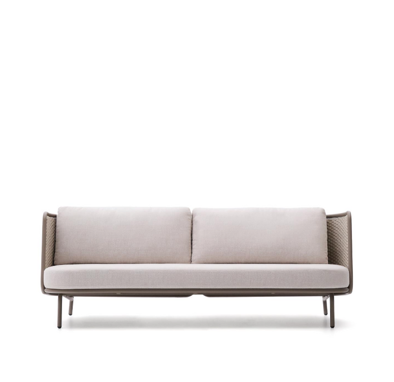 SEDALIS Outdoor 3-seater sofa in aluminium and taupe rope cord