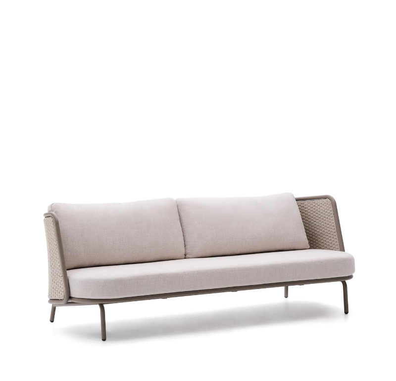 SEDALIS Outdoor 3-seater sofa in aluminium and taupe rope cord