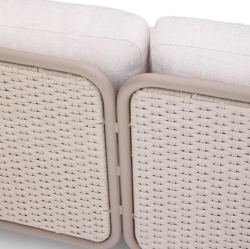 SEDALIS Outdoor 3-seater sofa in aluminium and taupe rope cord