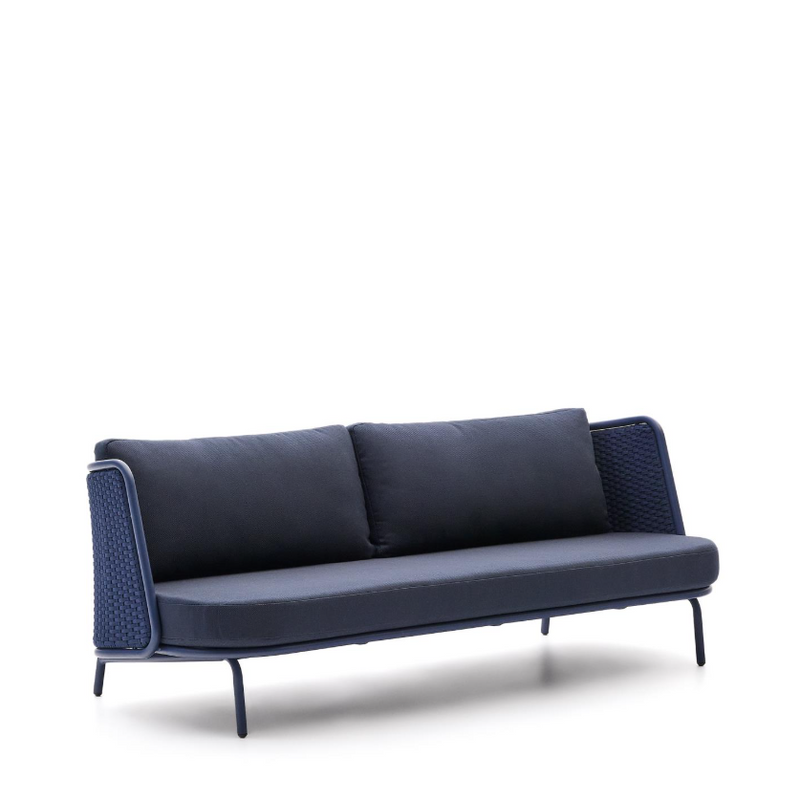 SEDALIS Outdoor 3-seater sofa in aluminium and blue rope cord