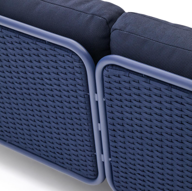 SEDALIS Outdoor 3-seater sofa in aluminium and blue rope cord