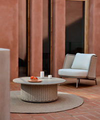 SEDALIS Outdoor coffee table in aluminium and rope cord