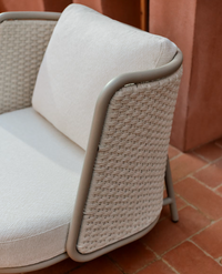 SEDALIS Outdoor armchair in aluminium and taupe rope cord