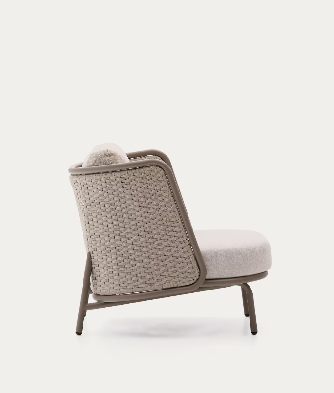 SEDALIS Outdoor armchair in aluminium and taupe rope cord
