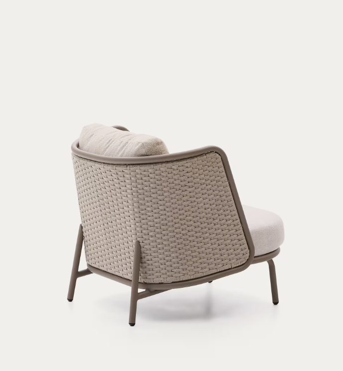 SEDALIS Outdoor armchair in aluminium and taupe rope cord