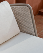 SEDALIS Outdoor armchair in aluminium and taupe rope cord