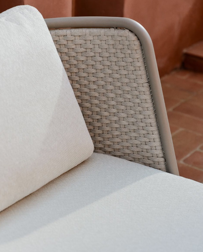 SEDALIS Outdoor armchair in aluminium and taupe rope cord