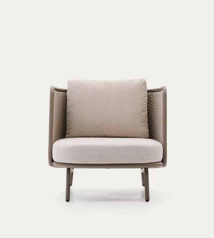 SEDALIS Outdoor armchair in aluminium and taupe rope cord