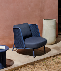 SEDALIS Outdoor armchair in aluminium and blue rope cord