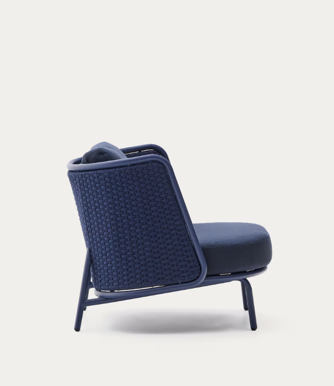 SEDALIS Outdoor armchair in aluminium and blue rope cord