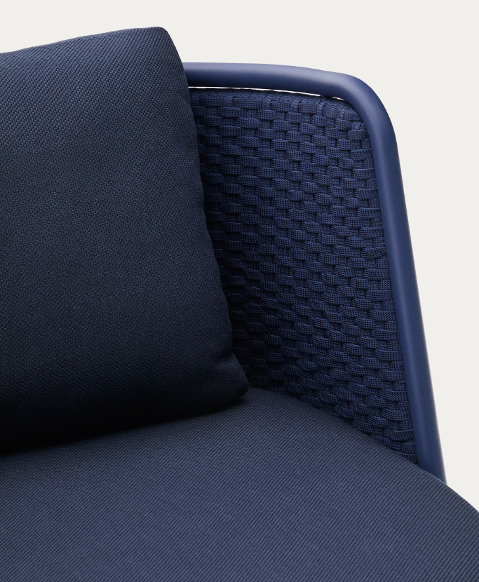 SEDALIS Outdoor armchair in aluminium and blue rope cord