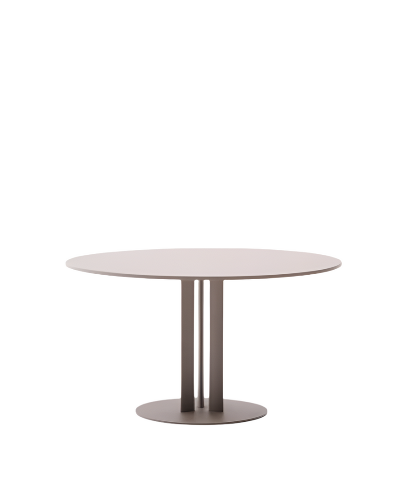 SEDALIS round outdoor table in steel with taupe aluminium top Ø80cm